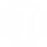 fork-and-knife-icon-white Fork and knife icon in a white circle