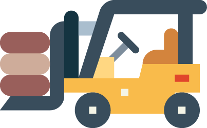 Icon of a forklift hauling crates
