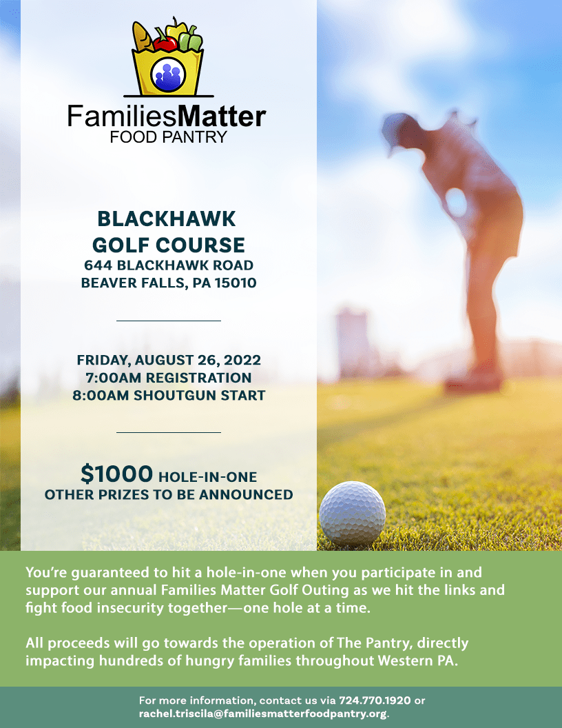 Families Matter Food Pantry golf outing flyer